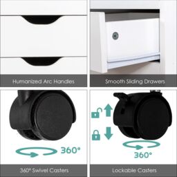 Costway Modern 7-Drawer Chest Mobile Lateral Filing Cabinet Home Office Storage Cabinet in White - thumbnail 5