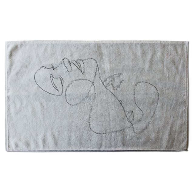 Benjamin Tate Design man & woman touch by one line Designer Bath Towel in White - image 1
