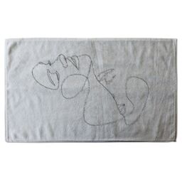 Benjamin Tate Design man & woman touch by one line Designer Bath Towel in White - thumbnail 1
