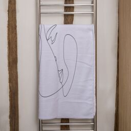 Benjamin Tate Design man & woman touch by one line Designer Bath Towel in White - thumbnail 2