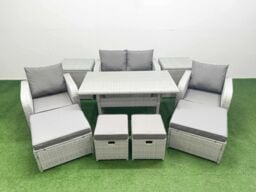 Fimous PE Rattan Lounge Sofa Sets 8 Seater Outdoor Garden Furniture Set in Light Grey - thumbnail 1