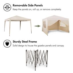 VonHaus Ivory Heavy Duty Pop Up Gazebo with Sides 3m x 3m - thumbnail 4