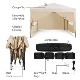 VonHaus Ivory Heavy Duty Pop Up Gazebo with Sides 3m x 3m - thumbnail 5