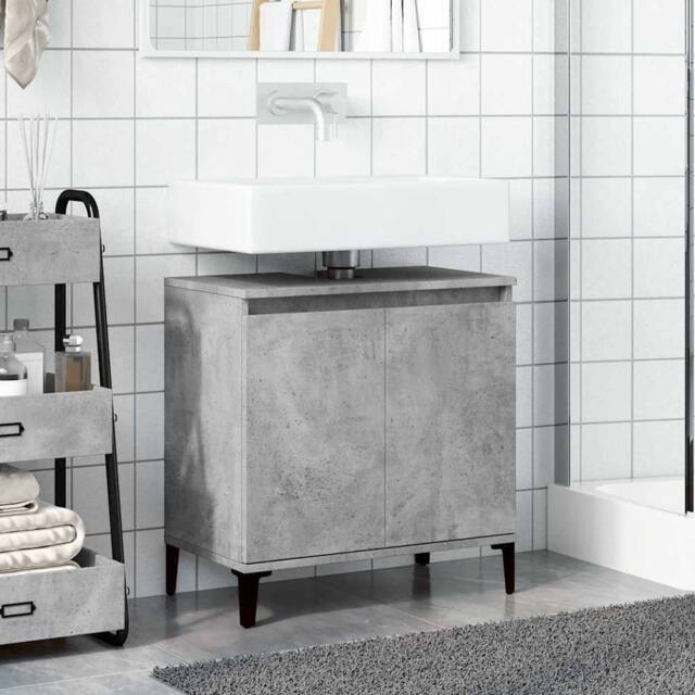 Berkfield Home Sink Cabinet Concrete Grey 58x33x60 cm Engineered Wood - Size: 58 x 33 x 60 cm - image 1