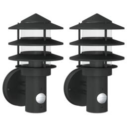 Berkfield Home Outdoor Wall Lights with Sensors 2pcs Black Stainless Steel - thumbnail 3