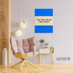 "Artery8 You Will Read This First Blue Simple Modern Canvas Wall Art Print - Size: W12"" x H16""" - thumbnail 3