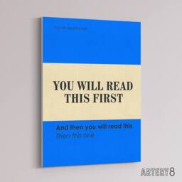 "Artery8 You Will Read This First Blue Simple Modern Canvas Wall Art Print - Size: W12"" x H16""" - thumbnail 2