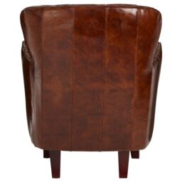 Orsina Mocha Brown Button Back Armchair, Lounge Chair With Quilted Backrest, Metallic Studded Seat With Walnut Feet - thumbnail 5