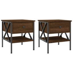 Berkfield Home Bedside Tables 2 pcs Brown Oak 40x42x45 cm Engineered Wood - Size: 40 x 42 x 45 cm - thumbnail 1