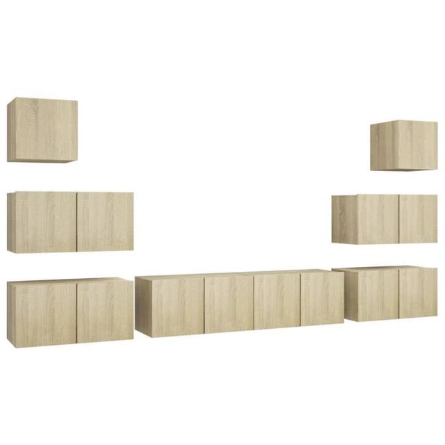 Berkfield Home 8 Piece TV Cabinet Set Sonoma Oak Engineered Wood in Light Tan - image 1