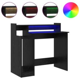 Berkfield Home Desk with Desk Lamps with Shelf with Storage Black oak Engineered wood - thumbnail 4