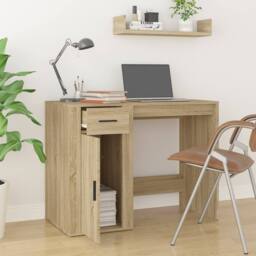 Berkfield Home Desk Sonoma Oak 100x49x75 cm Engineered Wood in Brown - Size: 100 x 49 x 75 cm - thumbnail 3
