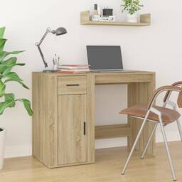 Berkfield Home Desk Sonoma Oak 100x49x75 cm Engineered Wood in Brown - Size: 100 x 49 x 75 cm - thumbnail 2