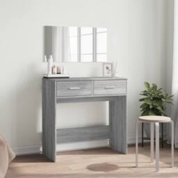 Berkfield Home Modern Dressing Table with Mirror Grey Sonoma 80x39x80 cm - Size: 80 x 39 x 80 cm