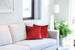 New Edge Blinds Crushed Velvet Cushion Cover in Red - Size: 43 cm x 43 cm - thumbnail 2