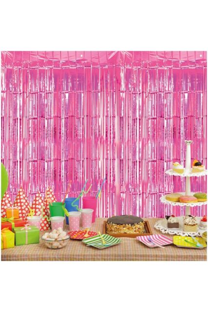 Netagon Metallic Tinsel Curtain 2M x 1M Pink - image 1