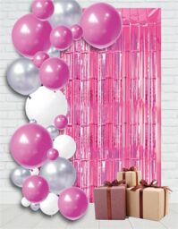Netagon Metallic Tinsel Curtain 2M x 1M Pink - thumbnail 6