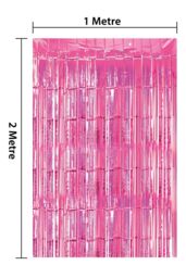 Netagon Metallic Tinsel Curtain 2M x 1M Pink - thumbnail 3
