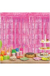 Netagon Metallic Tinsel Curtain 2M x 1M Pink - thumbnail 1
