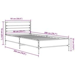 Berkfield Home Bed Frame without Mattress Sonoma Oak 90x200 cm in Light Oak - thumbnail 9