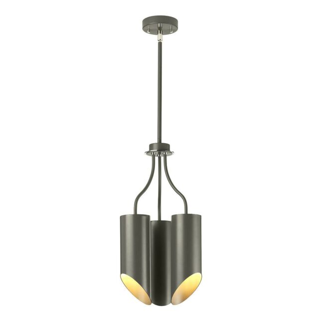 Loops 3 Bulb Chandelier LIght Dark Grey Highly Polished Nickel LED E27 8W in Metallics