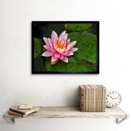 "Artery8 Lotus Flower Water Lily Pad Pink Home Decor 12x16"" Framed Art Print - Size: W12"" x H16""" - thumbnail 2