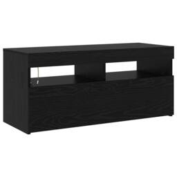 Berkfield Home TV Cabinets 2 pcs with LED Lights Black Oak Engineered Wood - thumbnail 8