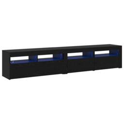 Berkfield Home TV Cabinets 2 pcs with LED Lights Black Oak Engineered Wood - thumbnail 1