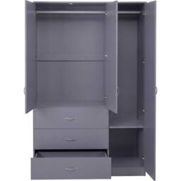 Home Discount Vida Designs Riano 3 Door 3 Drawer Mirrored Wardrobe Bedroom Furniture in Grey - thumbnail 7