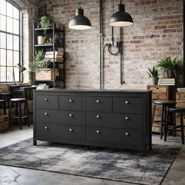 Wyld Haus Gossmere Matt Black Large 8 Drawer Chest - image 1
