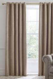 Laurence Llewelyn-Bowen Montrose' Velvet Blackout-Coated Pair of Eyelet Curtains in Natural - Size: 117 cm width x 183 cm drop