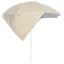 Berkfield Home Beach Umbrella with Side Walls Sand 215 cm in Yellow - thumbnail 3