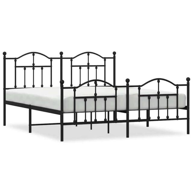 Berkfield Home Metal Bed Frame with Headboard & Footboard Black 183x213 cm - image 1