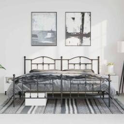 Berkfield Home Metal Bed Frame with Headboard & Footboard Black 183x213 cm - thumbnail 4