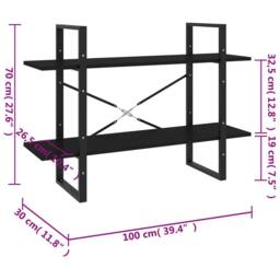 Berkfield Home 2-Tier Book Cabinet Black 100x30x70 cm Engineered Wood - Size: 100 x 30 x 70 cm - thumbnail 7
