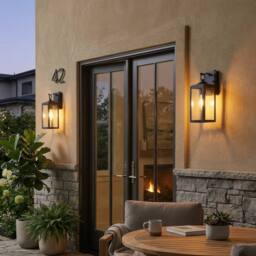 Living and Home Outdoor Wall Lamp in Black - thumbnail 2