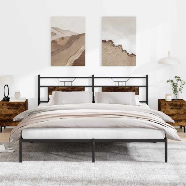 Berkfield Home Bed Frame without Mattress Smoked Oak 160x200 cm Engineered Wood in Brown - image 1