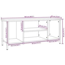Berkfield Home TV Cabinet Smoked Oak 102x35x45 cm Engineered Wood in Brown - Size: 102 x 35 x 45 cm - thumbnail 9