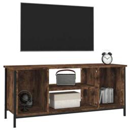 Berkfield Home TV Cabinet Smoked Oak 102x35x45 cm Engineered Wood in Brown - Size: 102 x 35 x 45 cm - thumbnail 4