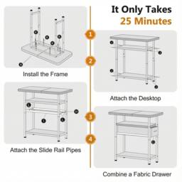 FORGEVIO Narrow Side Table with Drawers, 3 Tier Slim End for Small in White - thumbnail 6