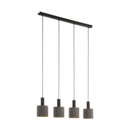 Loops Pendant Light Colour Dark Brown Shade Cappuccino Gold Fabric Bulb E27 4x60W