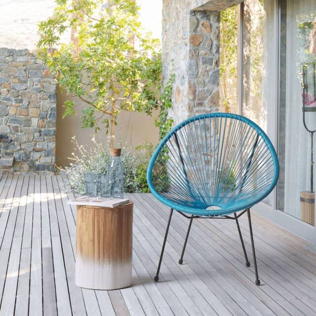 Wyld and Coco Blue PE Rattan Papasan Chair - Deep Seat Outdoor Garden Chair - image 1