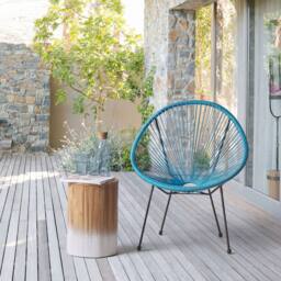 Wyld and Coco Blue PE Rattan Papasan Chair - Deep Seat Outdoor Garden Chair
