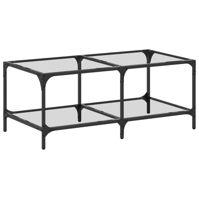 Berkfield Home Coffee Table with Transparent Glass Top 98.5x50x40 cm Steel - image 1