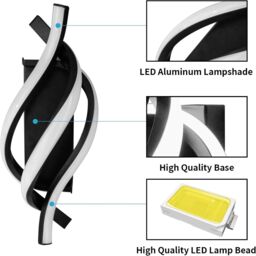 COMELY Modern Indoor Wall Lights, 22W Spiral LED Wall Lights, Black, 6500K in Black - thumbnail 7