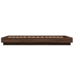 Berkfield Home Bed Frame with LED Lights without Mattress Brown Oak 90x190cm - Size: 90x190 cm - thumbnail 6