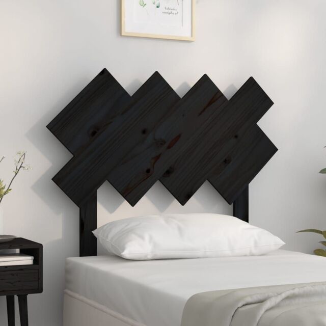 Berkfield Home Bed Headboard Black 92x3x81 cm Solid Wood Pine - Size: 92 x 3 x 81 cm - image 1