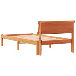Berkfield Home with LED Strip Lights with Headboard Wax brown 90 x 200 cm Solid pine wood - thumbnail 7