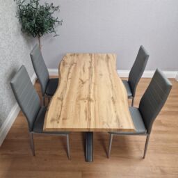 KOSY KOALA Wooden Dining Table with 4 Grey Chairs - Dining Kitchen Room Furniture in Brown - thumbnail 9