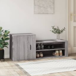 Berkfield Home Shoe Cabinet Grey Sonoma 130x35x54 cm Engineered Wood - Size: 130 x 35 x 54 cm - thumbnail 1
